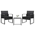 Devoko 3 Piece Patio Outdoor Furniture Set Wicker Table and Chairs Set for Balcony Porch Bistro