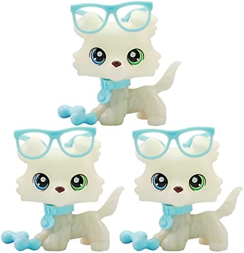 MINITOY LPS Growing Collie Base 2 pcs Blue and Green Eyes Glows in the Dark With LPS Accessories Lot Fit Kids Boys Girls Gift Toy Figure Set
