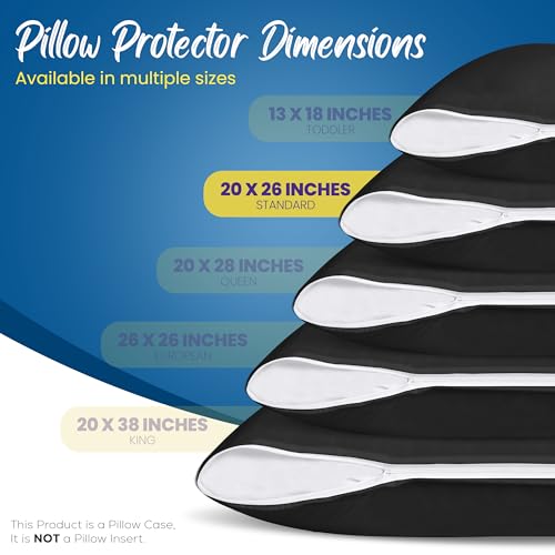 Image of Utopia Bedding Premium 100% Waterproof Pillow Protectors with Zipper Standard Size (Set of 4), Bed Bug and Dust Mite Proof Zippered Pillow Covers, Pillow Encasement Cases, Black