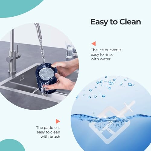 Narcissus Ice Cream Maker Machine for Homemade Gelato, Sorbet, Frozen Yogurt & Smoothie, Single Serve for 1-2 People, Easy to Clean, Small Size 150ml Ice Cream Once with 30 Recipes, Blue