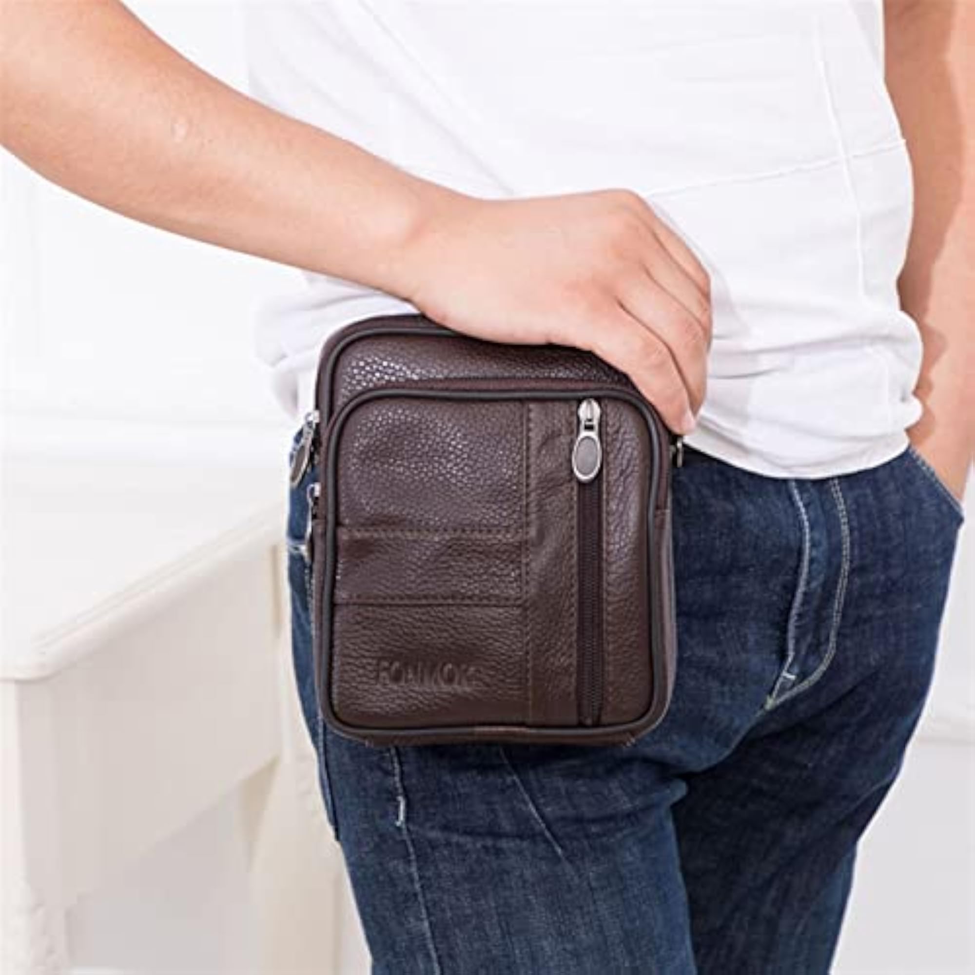 Men's Genuine Leather Multi-Function Shoulder Bag