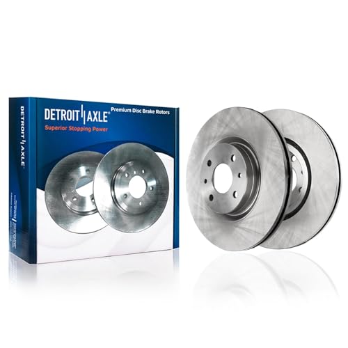 Image of Detroit Axle - 4pc Front Brake Kit for 2013 2014 2015 2016 2017 2018 2019 | Fiat 500, Disc Brake Rotors Ceramic Brake Pads Replacement 11.18 inch inch Rotors