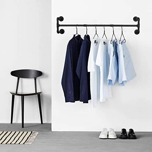 HOMGEN Clothes Rail Wall Mounted, Popular 120cm Clothes Rail Tube Detachable Clothes Rail Tube Industrial Wall Mounted Clothes Rail Decorating industrial Pipe Clothes Bar Rack Perfect for Home
