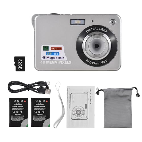 Andoer Câmera digital compacta: 4K 48MP, foco automático, zoom de 16x, anti-vibração, detecção de ro