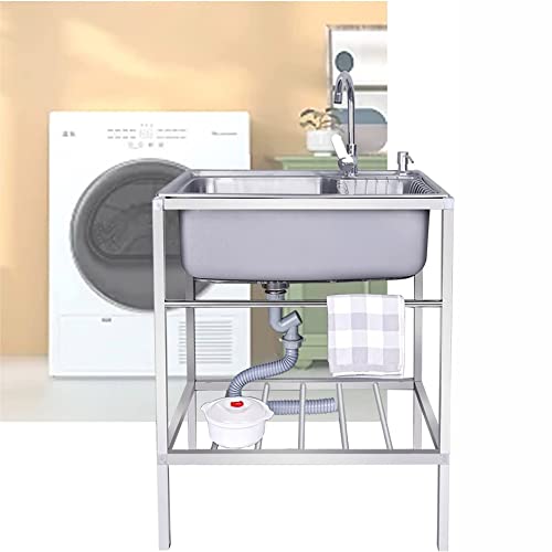 Fregadero de cocina comercial independiente en acero inoxidable higiénico 58cm 2