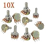 potenciometro lineal y logaritmico diferencia 4.Interfaz: 3PIN. 10PCS WH148 Pot B10K 10K Potenciómetro lineal Eje 15mm 3 Pin Alta calidad, Marrón