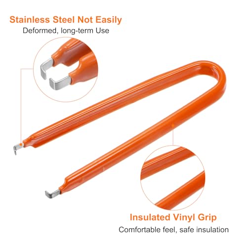 Image of HARFINGTON 3Pcs IC Chip Extractor IC U Shape Puller Stainless Steel with Insulated Vinyl Grip Motherboard Circuit Board Component Puller Chip Extractor for PCB Removal Tool, Orange