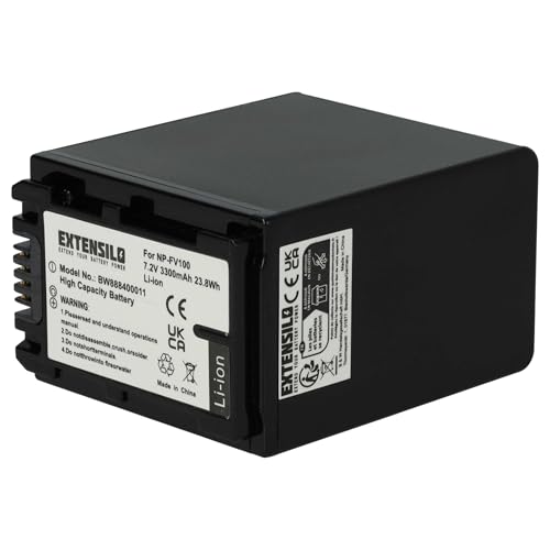 EXTENSILO 1x batería Compatible con Sony NEX-VG20E, NEX-FS100U, NEX-VG10E, NEX-F3KS, NEX-VG20, NEX-VG10 cámara (3300 mAh, 7,4 V, Li-Ion)