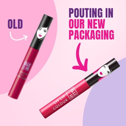 Image of Elle 18 Lit Lip, Matte Finish, Pink Blossom, 16 hrs Long Lasting Liquid Lipstick, Smudge and Transfer Proof Lipstick, One-stroke application, Quick Drying | 5.6 ml (Pack of 2)