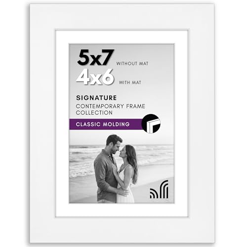 Americanflat 5x7 Picture Frame - Matted to 4x6 - Engineered Wood - White