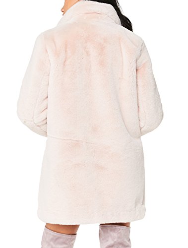 Remelon Womens Long Sleeve Winter Warm Lapel Fox Faux Fur Coat Jacket Overcoat Outwear With Pockets Pink Xxl #TOP2