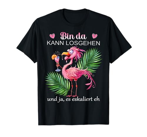 Damen Flamingo Bin da kann losgehen und ja es eskaliert eh T-Shirt