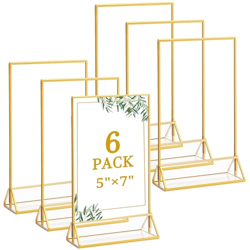 Floroom 6 Pack 5x7 Inch Clear Acrylic Sign Holders, Double-Sided
