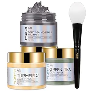 ANAiRUi Kurkuma Gesichtsmaske – Grüner Tee Ton Maske – Totes Meer Mineralien Schlamm Maske, Spa Gesichtsmasken Set zur…