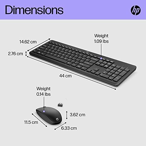 HP 230 Wireless Keyboard and Mouse Combo Set, 2.4 GHz Wireless USB-A Nano Receiver, Up to 1600 dpi, Up to 16 Months Battery Life - Black - View 8