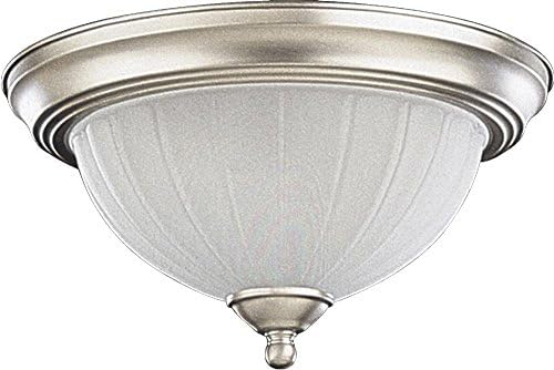 Two Light Satin Nickel White Glass Bowl Flush Mount Model-3074-11-65
