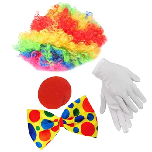 Holibanna Disfraz de pelucas de Guantes traje de peluca lisa Decoraciones De Payasos Halloween Accesorios de de Halloween nariz de reemplazable paño