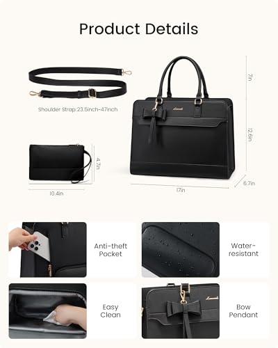 Image of LOVEVOOK Laptop Tote Bag for Women,Leather Work Bag with Tumbler Holder