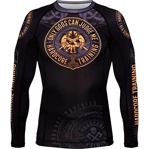 Rash guard compression homme t-shirt de sport hardcore training noir