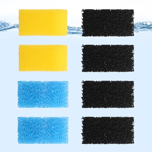 AquaMiracle Aquarium Filter Replacement Sponge, Fish Tank Filter Replacement Parts, Including 2 x Coarse Sponge, 2 x Fine Sponge & 4 x Carbonized Sponge (for Model: QF088/QF188/QF288)