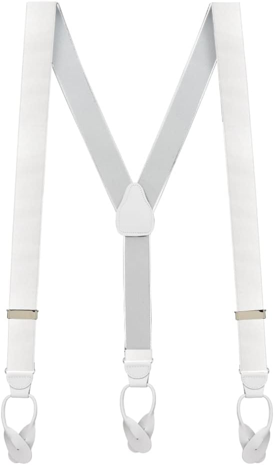 Suspender Store Dressy French Satin Suspenders - 1.38-Inch Wide Elastic - Y-Back - Button - 5 Colors & 3 Sizes