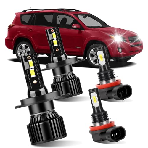 rosunmantic Light Bulb Compatible for 2014 2016 2017 2018 2019 2020 2021 Toyota Tundra High Low Beam All In One Lamps + Fog Bulb Combo 800% Brightness Plug-play 4PCS