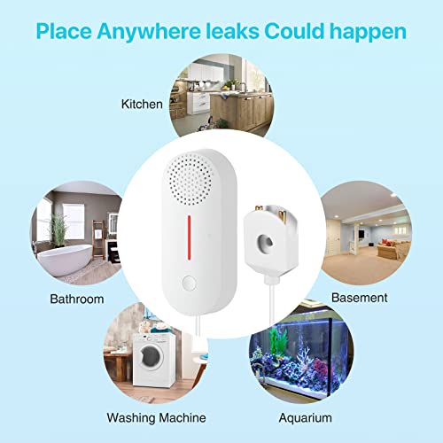 Sxiocta Water Leak Detector, Wi-Fi Water Sensor Alarm Leak Detector With 80Db Adjustable Alarm Audio, App Alerts, Indicator Light, 6.2 Ft Sensing Cable For Monitoring Water Usage In Home #TOP5