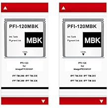 PFI120 2 عبوة 130 مل خراطيش حبر صبغات سوداء غير لامعة متوافقة مع Canon PFI-120 PFI-120MBK PFI120MBK للصورة PROGRAF IPF TM-200 TM-205 TM-300 TM-305