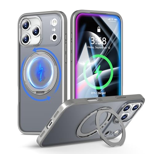 MINIKA iPhone 17 Pro �p �P�[�X Magsafe �Ή� 360�x��] �X�^���h�t�� ���@�\ �X�}�z�P�[�X ��Phone 17 Pro �P�[�X �ČRMIL�K�i �ϏՌ� ���ϖh�~ �w��h�~ �}�O�Z�[�t �����O �}�O�l�b�g���� ���C�����X�[�d