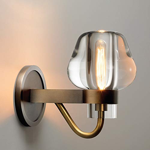 Lámpara de pared de cristal de cobre marrón nórdico con diseño retro industrial