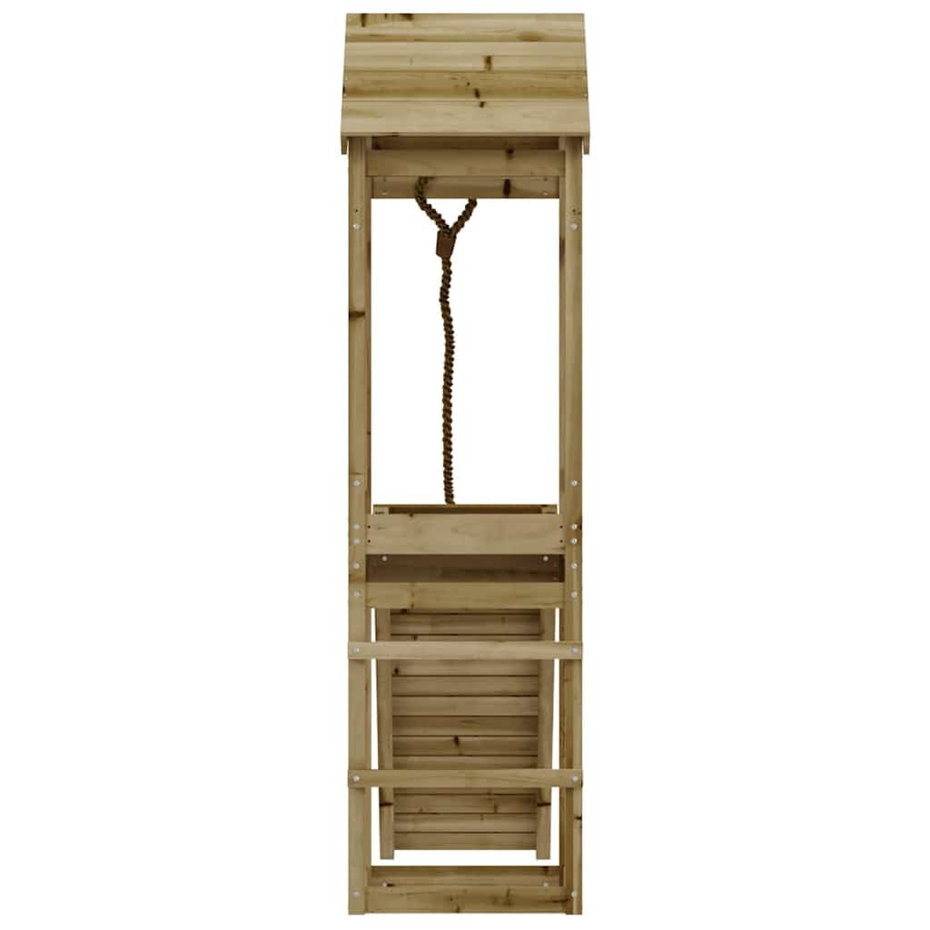 Spielturm mit Kletterwand aus imprägniertem Kiefernholz für Garten, Kinder, Outdoor, mit Sandkasten, Rutsche, Seil, Wippe, für Kinder ab 3 Jahren, robustes Holzspielhaus für draußen
