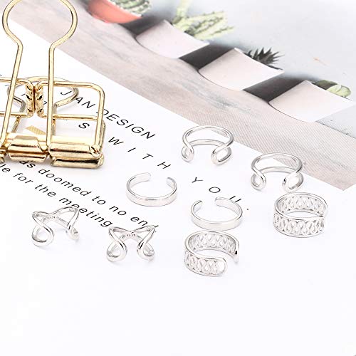 Orazio 4 Pairs 925 Sterling Silver Ear Cuff Earrings For Women Adjustable Non Pierced Fake Clip On Cartilage Helix Ear Piercing Earrings Silver 4 Various Styles #TOP4