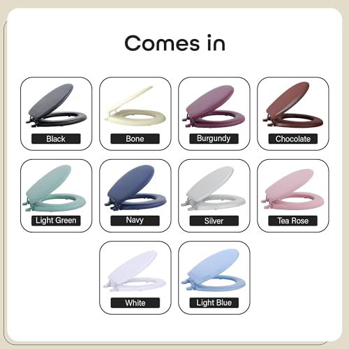 Soft Standard Vinyl Toilet Seat, Navy - 17 Inch Soft Vinyl Cover with Comfort Foam Cushioning - Fits All Standard Size Fixtures - Easy to Install Fantasia by Achim Home Decor - Image 6