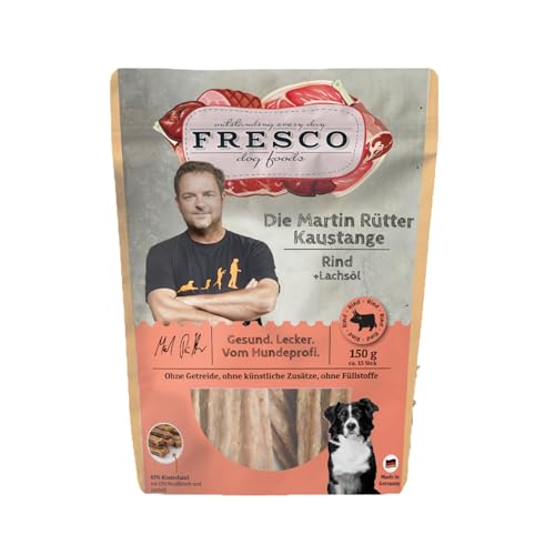Fresco Martin Rütter Kaustange Rind & Lachsöl | 150 g | Ergänzungsfuttermittelsnack für Hunde | Zur Unterstützung des Kautriebs & der Zahnpflege | Wertvolle Omega-3-Fettsäuren