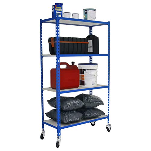 Etagère métallique sans vis KIT MADERCLICK MOBILE PLUS 4/400 1500 bleu/bois Cover