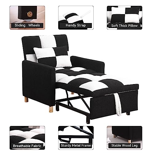 Sillón Convertible Plegable Negro y Blanco miniatura 5