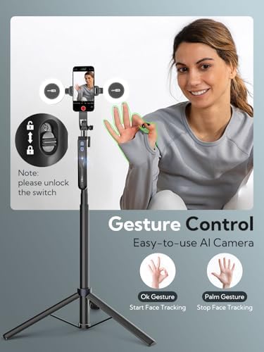 USKEYVISION 70.9" Auto Face Tracking Tripod 360° Rotation w/Light(UTK-02) - 2