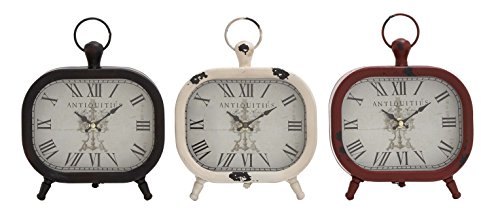 Deco 79 Metal Analog Clock, Set Of 3 8"W, 8"H, Multi Colored #TOP25