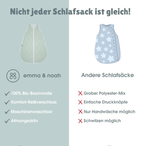 emma & noah Baby Sommerschlafsack Musselin Bio-Baumwolle Mint 60 cm – Bild 5