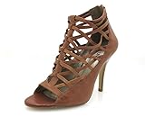 via uno sandalette  VIA UNO High Heels Lederschuhe Sandalette Damen Ledersandalette 20975503 Farbe Camel, Schuhgröße 41