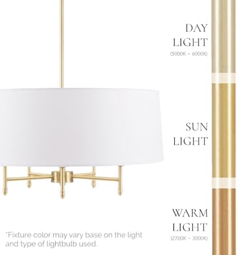 Hampton Hill Presidio Chandelier for Dining Room, 5-Light Chandelier for Entryway with Adjustble Height, Sloped Ceiling Compatible, Modern Chandelier Light, 24 W, Gold/White
