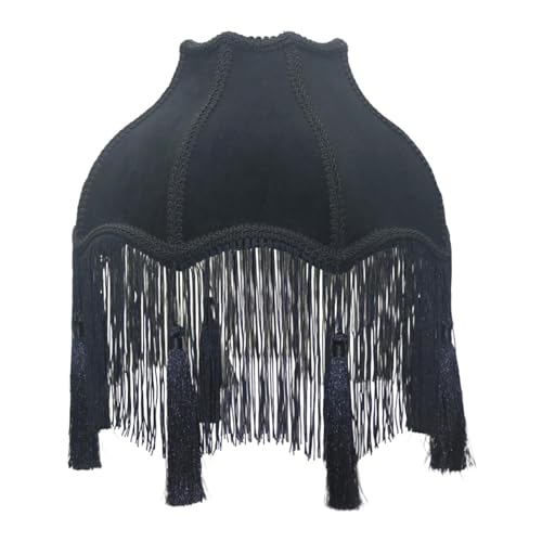 Qianly Bell Shape Velvet Lamp Shade with Tassels And Fringe for Lamps Hotel Decor