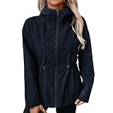 Nbzsmlkn Chaqueta Impermeable Con Capucha Para Mujer - Protección Contra Lluvia, Viento Y Frío, Impermeable Ligera, Para Senderismo Y Viajes (Azul Marino,L)