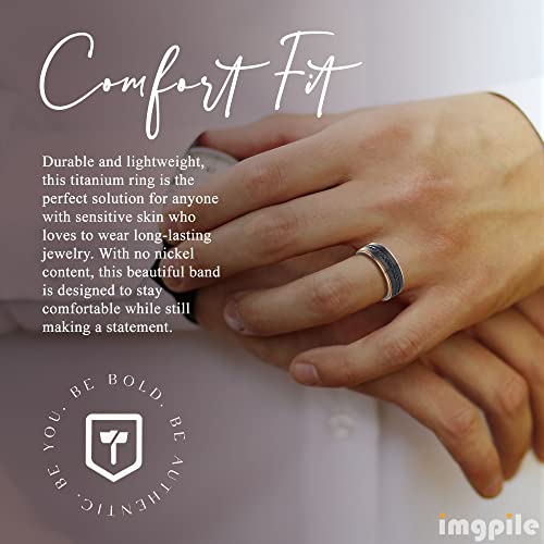 Thorsten Astro Titanium Wedding Band - Flat Brushed Black Titanium Ring For Men With Rose Gold Plated Inside And Black Sapphire Settings - 8 Mm - Size 11 #TOP2