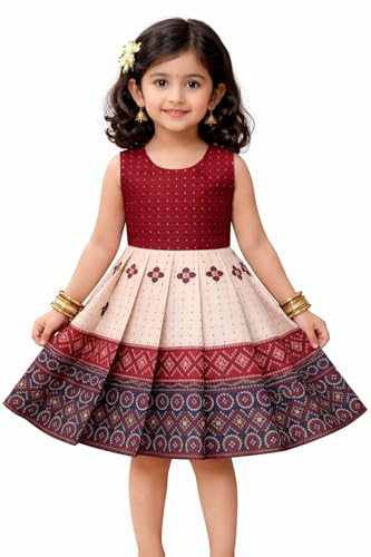 Image of South Indian Traditional Pattu Pavadai Jacquard Silk Frock Dress For Baby Girls