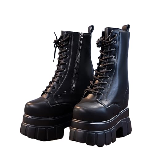 KIRA KIRA Women Cosplay Shoes Props 22cm/8.6in Heightening Shoes Black Invisible Thick-Soled Wedge High Heel Boots (Black, Adult, Men, 7, Numeric, US Footwear Size System, Medium)