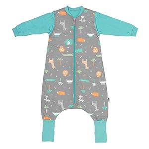 Schlummersack Slaapzak met voeten voor het hele jaar door 2,5 TOG 100 cm Safari | kinderslaapzak met benen en verlengde manchetten voor een lichaamslengte van 100-110 cm | sluimerzak met voeten voor het hele jaar door