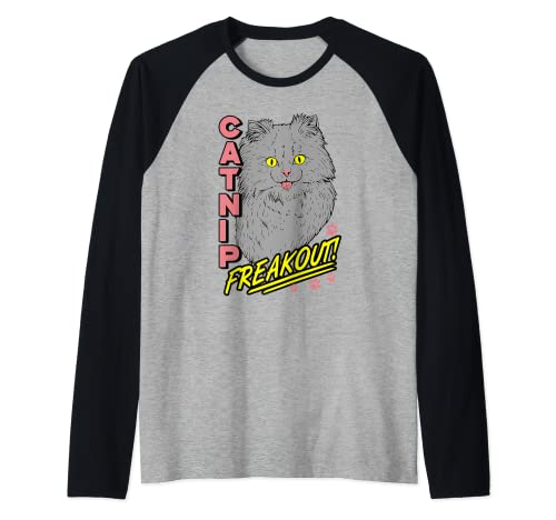 Catnip Freakout Retro Cat Lover Baseball Tee