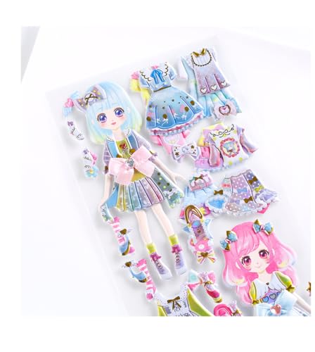 Image of 3D Puffy Dress Up Doll Stickers Set for Kids - Cute Princess Fashion Stickers with Outfits, Accessories & Dolls for Scrapbooking, Journals, School Projects & DIY Crafts