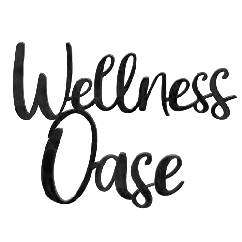 Logbuch-Verlag Holzschild Wellness Oase schwarz Türschild Wand Schild Deko für Sauna Spa Wellness-Bereich 25 cm